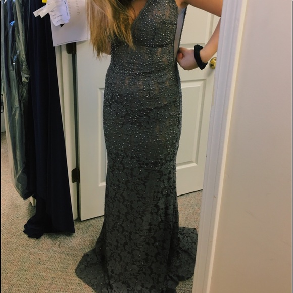 Grey beaded prom dress - Picture 2 of 3